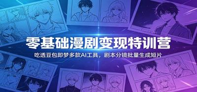 零基础漫剧变现特训营:玩转豆包即梦多款AI工具,剧本分镜批量生成短片