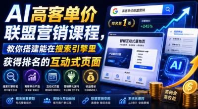 AI高客单价联盟营销课程，教你搭建能在搜索引擎里获得排名的互动式页面，引来流量，把访客转化为高佣金的成交【原创双语字幕】
