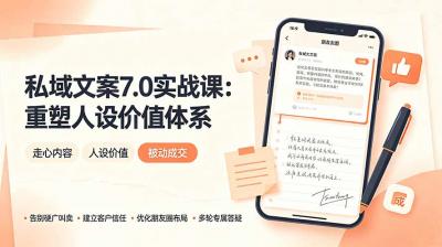 私域文案实战课7.0：重塑人设价值体系｜-告别硬广推销×走心内容×自我价值塑造，实现被动成交