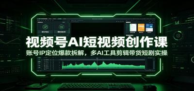 视频号AI短视频创作课:账号IP定位爆款拆解,多AI工具剪辑带货短剧实操