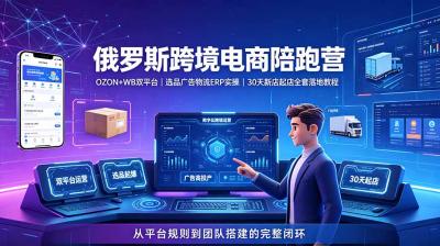 2026俄罗斯跨境电商陪跑营:OZON+WB双平台|选品广告物流ERP实操|30天新店起店全套落地教程