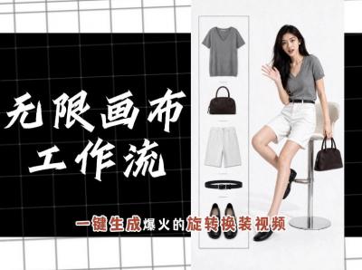 无限画布工作流,一键制作爆火的旋转换装视频,操作简单,零基础也能学会