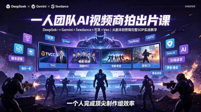 一人团队AI视频商拍出片课：DeepSeek×Gemini×Seedance×可灵×Veo，从剧本到剪辑完整SOP实战教学