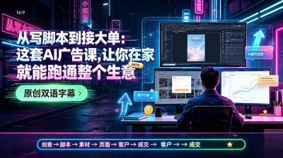 从写脚本到接大单:这套AI广告课,让你在家就能跑通整个生意【原创双语字幕】