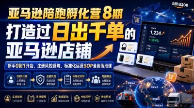 亚马逊陪跑孵化营8期,打造过日出千单的亚马逊店铺,新手0到1开店、注册风控避坑、标准化运营SOP全套落地课