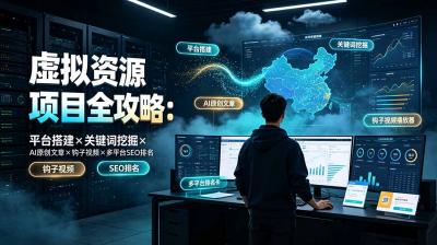 虚拟资源项目全攻略:平台搭建×关键词挖掘×AI原创文章×钩子视频×多平台SEO排名