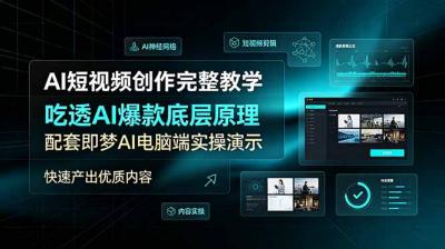 AI短视频创作完整教学,吃透AI爆款底层原理,配套即梦AI电脑端实操演示,快速产出优质内容