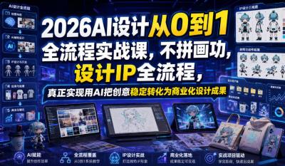 2026AI设计从0到1全流程实战课,不拼画功,设计IP全流程,真正实现用AI把创意稳定转化为商业化设计成果