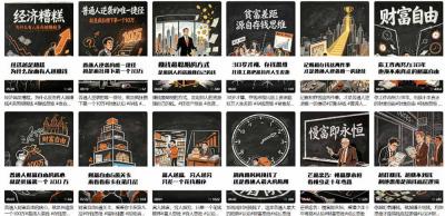 AI书单财富书籍图文解读：手绘黑白风格×一键直出×几十条视频跑1000单×全流程拆解×新手可上手