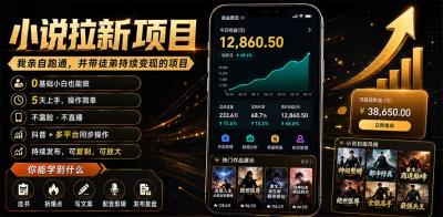 抖音及多平台小说拉新项目:我亲自跑通并持续带徒弟实操|0基础小白5天上手快速变现