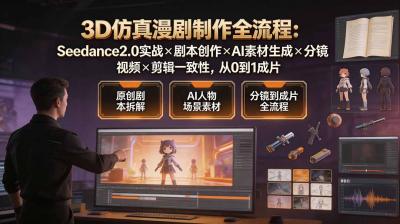 3D仿真漫剧制作全流程:Seedance2.0实战×剧本创作×AI素材生成×分镜视频×剪辑一致性,从0到1成片