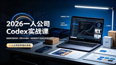 2026一人公司Codex实战课◆智能体技能封装|即梦API视频|电商视觉PPT自动化全套实操教学