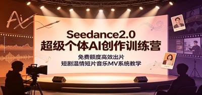 Seedance2.0超级个体AI创作训练营:免费额度高效出片,短剧温情短片音乐MV系统教学