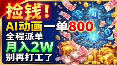 捡钱!AI动画一单800,全程派单,月入2W,别再打工了