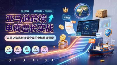 亚马逊0-1孵化特训营8期:从注册风控到稳定日出千单实战,规避审核封店风险,标准化执行流程落地
