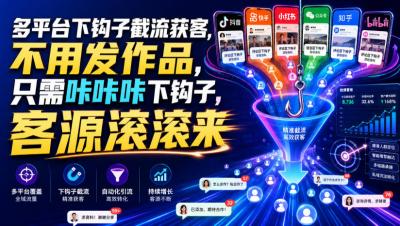 多平台下钩子截流获客,不用发作品,只需咔咔咔下钩子,客源滚滚来