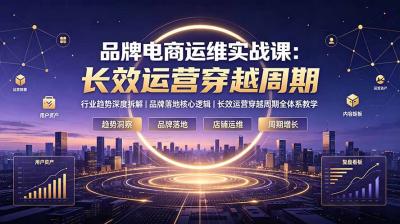 品牌电商运维实战课:行业趋势深度拆解|品牌落地核心逻辑|长效运营穿越周期全体系教学