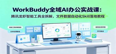 WorkBuddy全域AI办公实战课：腾讯龙虾智能工具全拆解，文件数据自动化Skill落地教程