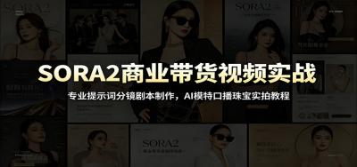 SORA2商业带货视频实战:专业提示词分镜剧本制作,AI模特口播珠宝实拍教程