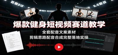 爆款健身短视频赛道教学:全套配音文案素材,剪辑思路配音合成完整落地实操