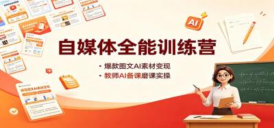 自媒体全能训练营：爆款图文AI素材变现，教师AI备课磨课实操