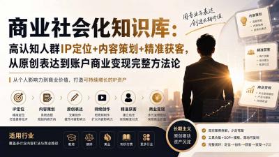 商业社会化知识库：高认知人群IP定位+内容策划+精准获客，从原创表达到账户商业变现完整方法论