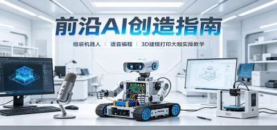 前沿AI创造指南:组装机器人、语音编程、3D建模打印大咖实操教学