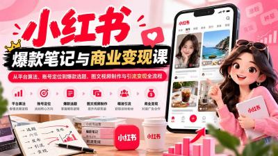 2026小红书爆款笔记与商业变现课:从平台算法、账号定位到爆款选题、图文视频制作与引流变现全流程