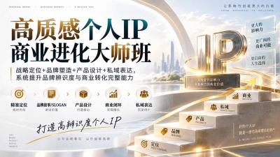 高质感个人IP商业进化大师班：战略定位+品牌塑造+产品设计+私域表达，系统提升品牌辨识度与商业转化完整能力