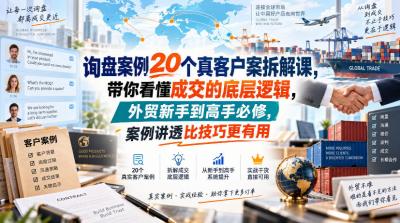 询盘案例20个真客户案拆解课,带你看懂成交的底层逻辑,外贸新手到高手必修,案例讲透比技巧更有用