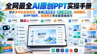 全网最全AI原创PPT实操手册,整合多平台实战玩法,覆盖账号配置、多工具教程、风格固化、长PPT制作、错误修正等全套落地技巧
