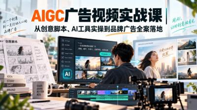 AIGC广告视频实战课|从创意脚本、AI工具实操到品牌广告全案落地