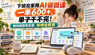 下班在家用AI做微课，一单600+，单子干不完！附内部接单资源，保姆级教程【揭秘】