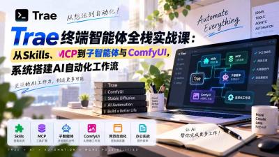 Trae终端智能体全栈实战课：从Skills、MCP到子智能体与ComfyUI，系统搭建AI自动化工作流