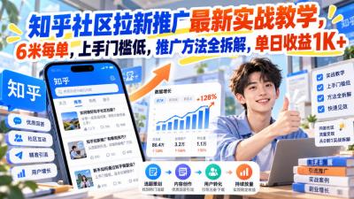 知乎社区拉新推广最新实战教学，6米每单，上手门槛低，推广方法全拆解，单日收益1K+！(更新0930)