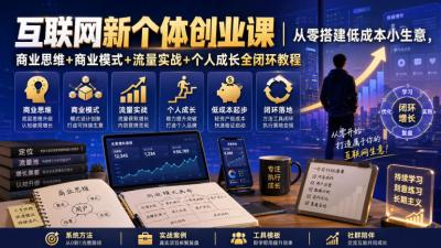 互联网新个体创业课|从零搭建低成本小生意,商业思维+商业模式+流量实战+个人成长全闭环教程(更新0922)