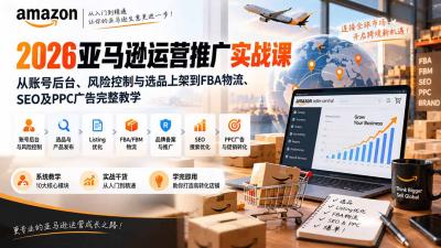 2026亚马逊运营推广实战课:从账号后台、风险控制与选品上架到FBA物流、SEO及PPC广告完整教学