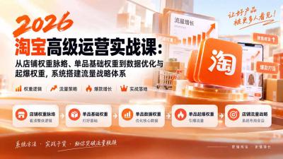 2026淘宝高级运营实战课:从店铺权重脉络、单品基础权重到数据优化与起爆权重,系统搭建流量战略体系
