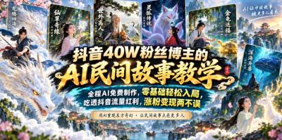 抖音40W粉丝博主的AI民间故事教学,全程AI免费制作,零基础轻松入局,吃透抖音流量红利,涨粉变现两不误