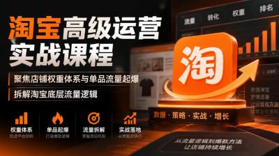 淘宝高级运营实战课程，聚焦店铺权重体系与单品流量起爆，拆解淘宝底层流量逻辑