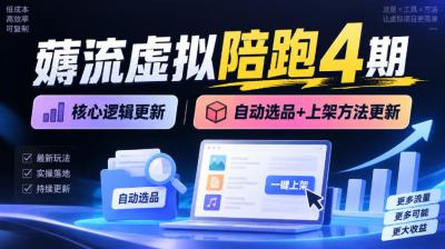 薅流虚拟陪跑4期丨核心逻辑更新丨自动选品+上架方法更新