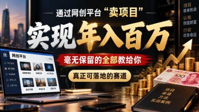 通过网创平台“卖项目”实现年入100w，毫无保留的全部教给你，真正可落地的赛道【揭秘】