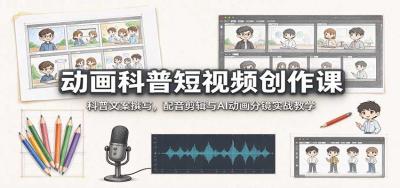 动画科普短视频创作课:科普文案撰写,配音剪辑与AI动画分镜实战教学