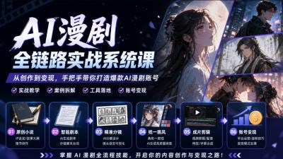 AI漫剧全链路实战系统课|原创小说、智能剧本、精准分镜、统一画风、成片剪辑、账号变现实操教学(更新1018)