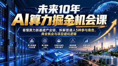 未来10年AI算力掘金机会课:看懂算力新基建产业链,拆解普通人5种参与角色、商业机会与项目避坑逻辑