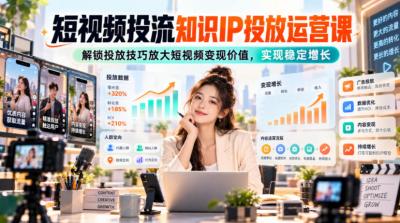 短视频投流知识IP投放运营课,解锁投放技巧放大短视频变现价值,实现稳定增长