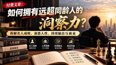 付费文章：如何拥有远超同龄人的洞察力？拆解名人成败、洞悉人性、持续输出与商业实践