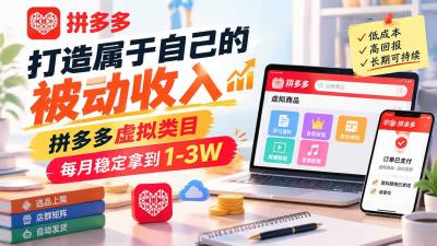 打造属于自己的被动收入,拼多多虚拟类目,每月稳定拿到 1-3W