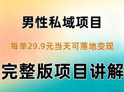 男性私域项目每单29.9，当天就能落地变现【不是S粉项目】详细拆解