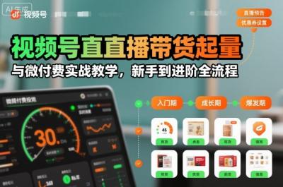 视频号直播带货起量与微付费实战教学,新手到进阶全流程(更新26年10月)